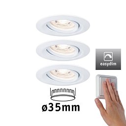 LED vestavné svítidlo Nova mini Plus EasyDim výklopné 3x4,2W 2.700K bílá mat 230V - PAULMANN Obrázek pro produkt LED vestavné svítidlo Nova mini Plus EasyDim výklopné 3x4,2W 2.700K bílá mat 230V - PAULMANN