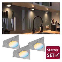 Nábytkové svítidlo Clever Connect startovací sada Trigo nikl kartáčovaný 12V 3x2,1W měnitelná bílá 2.700-6.500 - PAULMANN Obrázek pro produkt Nábytkové svítidlo Clever Connect startovací sada Trigo nikl kartáčovaný 12V 3x2,1W měnitelná bílá 2.700-6.500 - PAULMANN