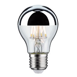 LED žárovka 6,5 W E27 zrcadlový svrchlík stříbrná teplá bílá - PAULMANN Obrázek pro produkt LED žárovka 6,5 W E27 zrcadlový svrchlík stříbrná teplá bílá - PAULMANN