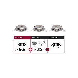 Vestavné svítidlo Choose spot výklopné set max. 3x10W kov kartáčovaný 230V - PAULMANN Obrázek pro produkt Vestavné svítidlo Choose spot výklopné set max. 3x10W kov kartáčovaný 230V - PAULMANN