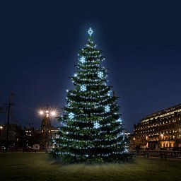 LED světelná sada na stromy vysoké 12-14m, ledová bílá s dekory EFD01 Obrázek pro produkt LED světelná sada na stromy vysoké 12-14m, ledová bílá s dekory EFD01