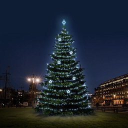 LED světelná sada na stromy vysoké 12-14m, ledová bílá s dekory EFD11 Obrázek pro produkt LED světelná sada na stromy vysoké 12-14m, ledová bílá s dekory EFD11
