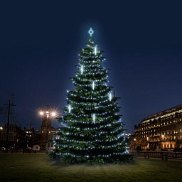 LED světelná sada na stromy vysoké 12-14m, ledová bílá s padajícím sněhem Obrázek pro produkt LED světelná sada na stromy vysoké 12-14m, ledová bílá s padajícím sněhem