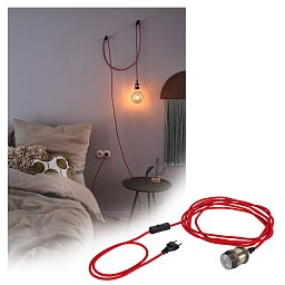 Závěsné svítidlo Neordic Eldar vč. zástrčky E27 max. 1x20W červená/leštěná - PAULMANN Obrázek pro produkt Závěsné svítidlo Neordic Eldar vč. zástrčky E27 max. 1x20W červená/leštěná - PAULMANN