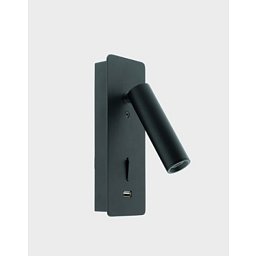 507021WBB3 Nástěnné svítidlo SIGN 70x30mm černé 3W 3000K s vypínašem a USB - KOHL-Lighting Obrázek pro produkt 507021WBB3 Nástěnné svítidlo SIGN 70x30mm černé 3W 3000K s vypínašem a USB - KOHL-Lighting