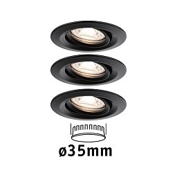 Obrázek pro produkt LED vestavné svítidlo Easy Dim Nova Mini Plus Coin základní sada výklopné 66mm 15° Coin 3x4W 230V 2700K černá mat - PAULMANN