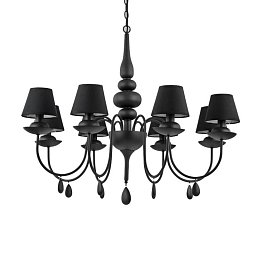 Obrázek pro produkt Závěsné svítidlo Ideal Lux Blanche SP8 nero 111896 černé 92cm 8x40W   - IDEALLUX