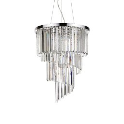 Obrázek pro produkt Závěsné svítidlo Ideal Lux Carlton SP12 cromo 166247 50cm chromové E14 12x40W - IDEALLUX