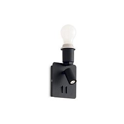 Obrázek pro produkt LED Nástěnné svítidlo Ideal Lux Gea MAP2 Square Nero 239545 3W 130lm 3000K E27 1x60W IP20 hranaté černé - IDEALLUX