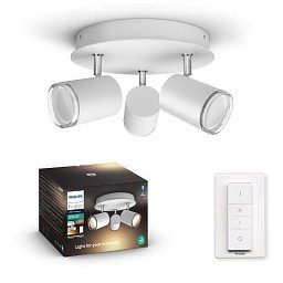 Hue White Ambiance Bodové koupelnové svítidlo Philips Adore BT 34181/31/P6 LED GU10 3x5W 3x350lm 2200-6500K IP44 230V, bílé s dálkovým ovladačem a Bluetooth - PHILIPS Obrázek pro produkt Hue White Ambiance Bodové koupelnové svítidlo Philips Adore BT 34181/31/P6 LED GU10 3x5W 3x350lm 2200-6500K IP44 230V, bílé s dálkovým ovladačem a Bluetooth - PHILIPS