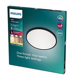 Obrázek pro produkt LED Stropní přisazené svítidlo Philips Superslim CL550 8719514327085 22W 2000lm 2700K IP20 43cm černé, 3-krokové stmívání - PHILIPS (929002666901)