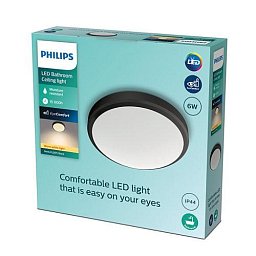 Obrázek pro produkt LED Koupelnové stropní svítidlo Philips Doris CL257 8719514326583 6W 600lm 2700K IP44 22cm černé - PHILIPS (929002665001)