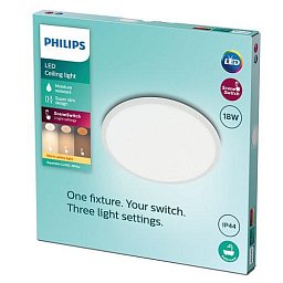 Obrázek pro produkt LED Koupelnové stropní svítidlo Philips Superslim CL550 8719514327269 18W 1500lm 2700K IP44 30cm bílé, 3-krokové stmívání - PHILIPS (929002667801)