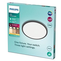 Obrázek pro produkt LED Koupelnové stropní svítidlo Philips Superslim CL550 8719514327283 18W 1500lm 2700K IP44 30cm černé, 3-krokové stmívání - PHILIPS (929002667901)