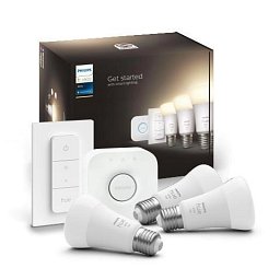 Obrázek pro produkt Hue Bluetooth LED White set 3ks žárovek Philips + Hue Bridge můstek + dálkový ovladač Hue Switch 8719514289130 E27 A60 9,5W 1055lm 2700K stmívatelné - PHILIPS (929002469204)