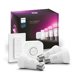 Obrázek pro produkt Hue Bluetooth LED White and Color Ambiance set 3ks žárovek Philips + Hue Bridge můstek + Hue Switch 8719514291355 E27 A60 9W 1100lm 2000-6500K RGB stmívatelné - PHILIPS (929002468804)