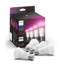 Obrázek pro produkt Hue Bluetooth LED White and Color Ambiance set 4ks žárovek Philips 8719514328402 E27 A60 6,5W 800lm 2000-6500K RGB stmívatelné - PHILIPS (929002489604)