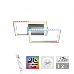 Obrázek pro produkt FELIX60 LED stropní svítidlo 44,5x44,5cm, stříbrná barva, otočné, RGB Rainbow, stmívatelné RGB+2700-5000K - LEUCHTEN DIREKT / JUST LIGHT
