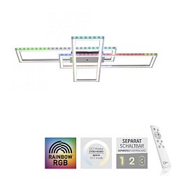 Obrázek pro produkt FELIX60 LED stropní svítidlo 101,5x71cm, stříbrná barva, RGB Rainbow, stmívatelné CCT RGB+2700-5000K - LEUCHTEN DIREKT / JUST LIGHT