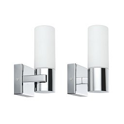 Nástěnné svítidlo Gemini IP44 40 W 2ks balení chrom, satin, kov - PAULMANN Obrázek pro produkt Nástěnné svítidlo Gemini IP44 40 W 2ks balení chrom, satin, kov - PAULMANN