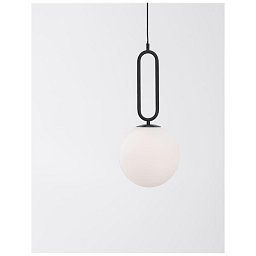 Obrázek pro produkt Závěsné svítidlo GRUS matný černý kov opálové sklo E27 1x12W 230V IP20 bez žárovky - NOVA LUCE
