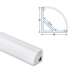 Obrázek pro produkt Rohový hliníkový profil RS2 16x16mm včetně mléčného difuzoru 2m - McLED