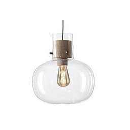 Obrázek pro produkt Závěsné svítidlo AWA MEDIUM 31cm transparentní sklo / americký ořech voskovaný / kabel světle šedý - BROKIS A