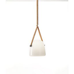 Obrázek pro produkt Závěsné svítidlo MONA LARGE LED 15W 3000K 760lm sklo opalín / černý elox / popruhy kožené přírodní - BROKIS A