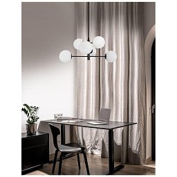 Obrázek pro produkt Závěsné svítidlo IMPERO bílé matné sklo černý kov E14 6x5W IP20 bez žárovky - NOVA LUCE
