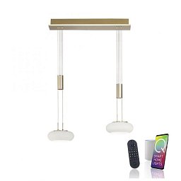 Obrázek pro produkt Q ETIENNE závěsné svítidlo Smart Home, mosaz, 2 ramenné ZigBee 2700-5000K - PAUL NEUHAUS