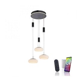 Obrázek pro produkt Q-ETIENNE Q závěsné svítidlo Smart Home, černá, kruhové, 3 ramenné ZigBee 2700-5000K - PAUL NEUHAUS