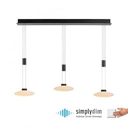 Obrázek pro produkt LAUTADA LED Závěsná lampa 3 ramenné černá stmívatelné nastavitelná výška SimplyDim 3000K - PAUL NEUHAUS