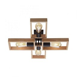 Obrázek pro produkt FRANKY LED stropní svítidlo, černá, dřevěný rám, kov, 4 ramenné - LEUCHTEN DIREKT / JUST LIGHT