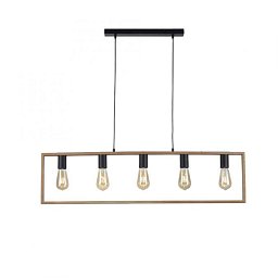 Obrázek pro produkt FRANKY LED závěsné svítidlo, černá, nad jídelní stůl, dřevěný rám, kov, 5 ramenné - LEUCHTEN DIREKT / JUST LIGHT