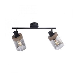 Obrázek pro produkt PASQUAL Stropní bodové svítidlo, kouřové sklo, dřevo, E27, 2-ramenné - LEUCHTEN DIREKT / JUST LIGHT