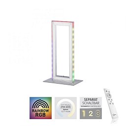 Obrázek pro produkt FELIX60 LED stolní lampa, stříbrná barva, šňůrový vypínač, Rainbow RGB, dálkový ovladač RGB+2700-5000K - LEUCHTEN DIREKT / JUST LIGHT