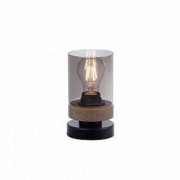 Obrázek pro produkt PASQUAL Stolní lampa, kouřové sklo, dřevo, E27 - LEUCHTEN DIREKT / JUST LIGHT