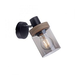 Obrázek pro produkt PASQUAL Nástěnné svítidlo, kouřové sklo, dřevo, E27 - LEUCHTEN DIREKT / JUST LIGHT