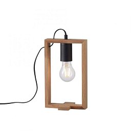Obrázek pro produkt FRANKY LED stolní lampa, černá, dřevěný rám, šňůrový vypínač, kov - LEUCHTEN DIREKT / JUST LIGHT