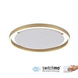 Obrázek pro produkt RITUS LED stropní svítidlo, matná mosaz, kruhové, pr.40cm, stmívatelné, Switchmo, teplá bílá krokově stmívatelné 3000K - LEUCHTEN DIREKT / JUST LIGHT