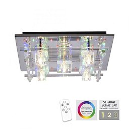 Obrázek pro produkt KEMAL2.0 LED stropní svítidlo KEMAL 2.0, křišťálové sklo, chrom, teplá bílá, dálkový ovladač RGB+3000K - LEUCHTEN DIREKT / JUST LIGHT
