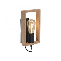 Obrázek pro produkt FRANKY LED nástěnné svítidlo, černá, dřevěný rám, kolébkový spínač, kov, 1 ramenné - LEUCHTEN DIREKT / JUST LIGHT