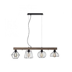 Obrázek pro produkt KASKA LED závěsné svítidlo, nastavitelná výška, 4 ramenné, dřevodekor, černá, kovové stínítko - LEUCHTEN DIREKT / JUST LIGHT