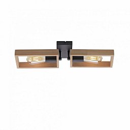 Obrázek pro produkt FRANKY LED stropní svítidlo, černá, dřevěný rám, kov, 2 ramenné stropní svítidlo - LEUCHTEN DIREKT / JUST LIGHT