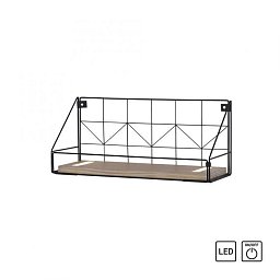 Obrázek pro produkt BOARD LED nástěnné svítidlo, police 46x16x20cm, černá, tělo ze dřeva, teplá bílá, vypínač 3000K - LEUCHTEN DIREKT / JUST LIGHT