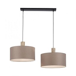 Obrázek pro produkt LINEN Závěsné svítidlo, tkanina, len přírodní, E27, dřevo, 2-ramenné - LEUCHTEN DIREKT / JUST LIGHT