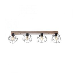 Obrázek pro produkt KASKA LED stropní svítidlo 4 ramenné, dřevodekor, černá, kovové stínítko, rustikální - LEUCHTEN DIREKT / JUST LIGHT