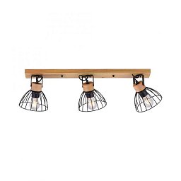 Obrázek pro produkt LAMI LED stropní svítidlo 3 ramenné, dřevo, černé kovové stínítko, otočné - LEUCHTEN DIREKT / JUST LIGHT