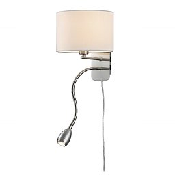 Obrázek pro produkt Nástěnné svítidlo Hotel 1x E14 š.20cm v.23cm matný nikl / bílá - TRIO