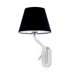 Obrázek pro produkt ETERNA pravá chrom/černá nástěnná lampa se čtecí lampičkou - FARO